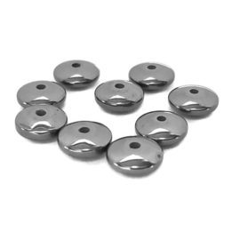 Hematiet disk kralen 8x3mm - Antraciet  - 11 stuks