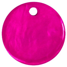 DQ Schelp hanger  - 15mm rond - Fuchsia Roze of Turqoise Groen - 5 stuks van één kleur