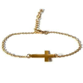 Stainless Steel Armband Kruis - Goudkleur
