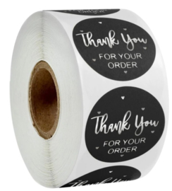 Sluitstickers met tekst  ' thank you for your order'  - 2.5cm - 10 stuks in kleur naar keuze