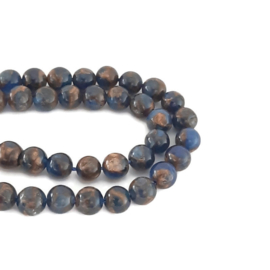 Blauw Bruine Natuursteen kralen 6mm - 5 stuks