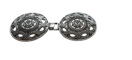 Noorse Sluiting - Rond -  Antiek Zilverkleur - 6.5 x 2.9cm