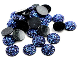 Druzy Resin Cabochon Rond Donkerblauw 12mm - 4 stuks