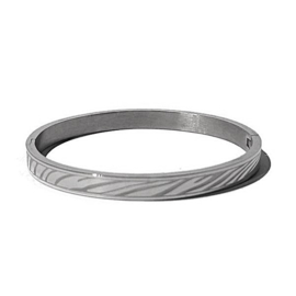 Stainless Steel Armband met Zebra print  - Zilverkleur
