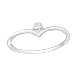 Zilveren Ring met ronde Zirkonia - 925 sterling zilver