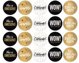 Kado stickers - Sluitstickers - lets party - chique - 5cm - 10 stuks