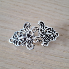 Antiek Zilverkleur Vestclip Noorse Sluiting met dubbele haak en oog