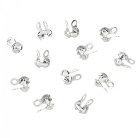 Kalotjes voor bolletjesketting - Rhodiumkleur -  1.2/1.5mm en 2.0 / 2.4mm - 25 stuks