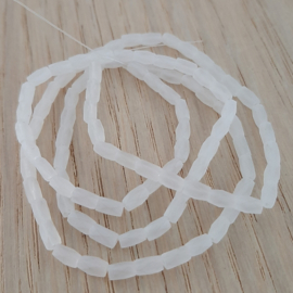 Tube Facet Glaskralen 5x3mm - Wit Opal - 10 stuks