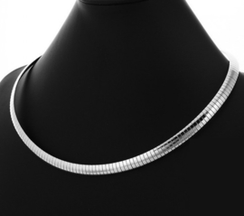 Platte Soepele Choker Spang - 8mm-  Edelstaal - Zilverkleur - 50cm