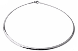 Platte Soepele Choker / Spang - 6mm  - Edelstaal - Zilverkleur