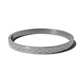 Stainless Steel Armband met Honingraat print  - Zilverkleur