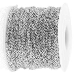 Rvs Fijne Schakelketting - Ovale Schakel - Zilverkleur