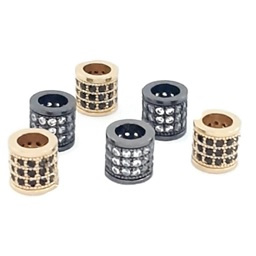 Metalen Kraal 8x8mm zwart of goudkleur met Zirkonia s - gat 5mm