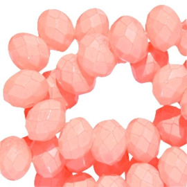 Facet Glaskralen 8x6mm Bright Rose - 10 stuks