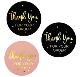 Sluitstickers met tekst  ' thank you for your order'  - 2.5cm - 10 stuks in kleur naar keuze