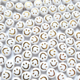 Acryl Smileys Kralen - multicolor of wit - 7x3.5mm - 25 stuks