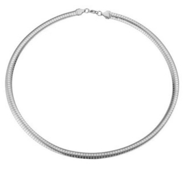 Platte Soepele Choker Spang - 8mm-  Edelstaal - Zilverkleur - 50cm