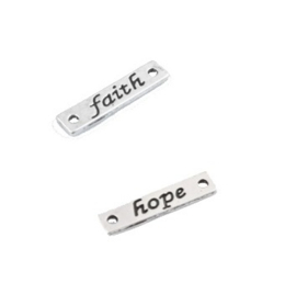 Hanger / Tussenzetsel Metaal met tekst Faith of Hope
