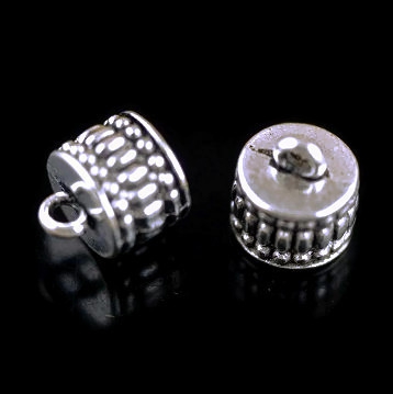 Eind kapjes met oog - 11x12mm - metaal - oud zilverkleur - 2 stuks
