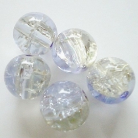Glaskraal Crackle rond 10mm – Duo Kristal Paars - 10 stuks
