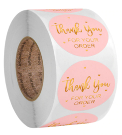 Sluitstickers met tekst  ' thank you for your order'  - 2.5cm - 10 stuks in kleur naar keuze