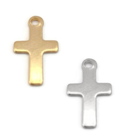 RVS Roestvrij Staal Hanger Kruis - Goudkleur of Zilverkleur