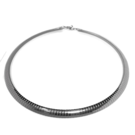 Platte Soepele Choker Spang - 8mm-  Edelstaal - Zilverkleur - 50cm