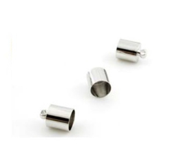 Eindkapje met oog - metaal - Zilverkleur  - 2 stuks - voor 3,5mm, 4,5mm of 6,5mm Leer / Koord