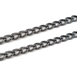 Metaal schakelketting antraciet - 10mm x 6.5mm - 50 cm