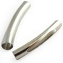 Metalen buiskraal met gat - zilverkleur - 30x5mm - gat ca 4mm - 5 stuks