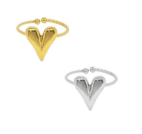 Stainless Steel Ring Hart - verstelbaar