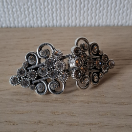 Antiek Zilverkleur Vest Sluiting met strass steentjes 5.8x 2.6cm