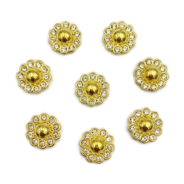 Hars Cabochon - Bloem met parel en strass rand - 13.5x6mm - div kleuren - 2 stuks