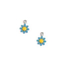RVS Zilverkleur Emaille Hangers Bloem - 10x7mm