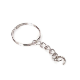 Metalen Sleutelhangerring  Splitring met Ketting - 23x2mm - 5 stuks