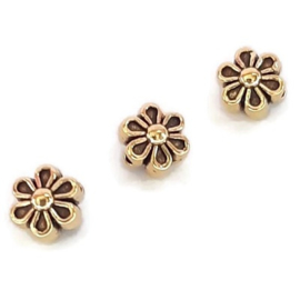Metalen Kraal Madeliefje Antiek goud- of Antiek Zilverkleur 6x4.5 mm  - 10 stuks