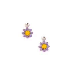 RVS Zilverkleur Emaille Hangers Bloem - 10x7mm