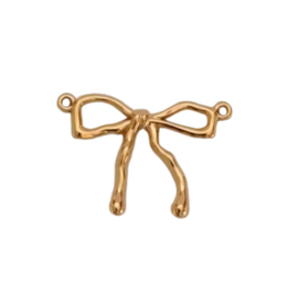 Tussenzetsel Strikje Goudkleur of Zilverkleur RVS - 28x19mm