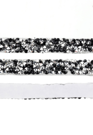 Crystal Strass tape 10mm Zilverkleur / Zwart  - 20cm