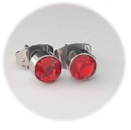 Stainless steel oorsteker met zirkiona - 5mm - rood