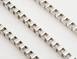 Metalen vierkante schakelketting (boxchain) zilverkleur - 50cm