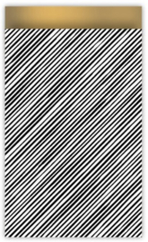 Kado zakje Manual stripes - zwart wit goud - 12x19cm
