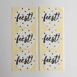 Sticker | Feest - Dots zwart, goud en wit rond | 10 stuks