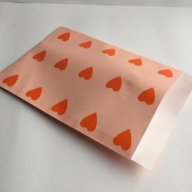 Zakjes | love hearts baby pink / oranje | 10 stuks