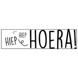 Sticker rechthoek | Hiep Hiep Hoera! | zwart / wit |10 stuks