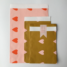 Zakjes | love hearts baby pink / oranje | 10 stuks