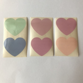 Sticker hartje | groot 5 cm pastel mix | 10 stuks