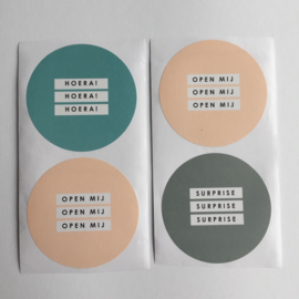 Stickers multi groot |  (hoera - open mij - suprise) | 9 stuks