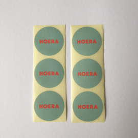 Sticker rond | Hoera | 10 stuks